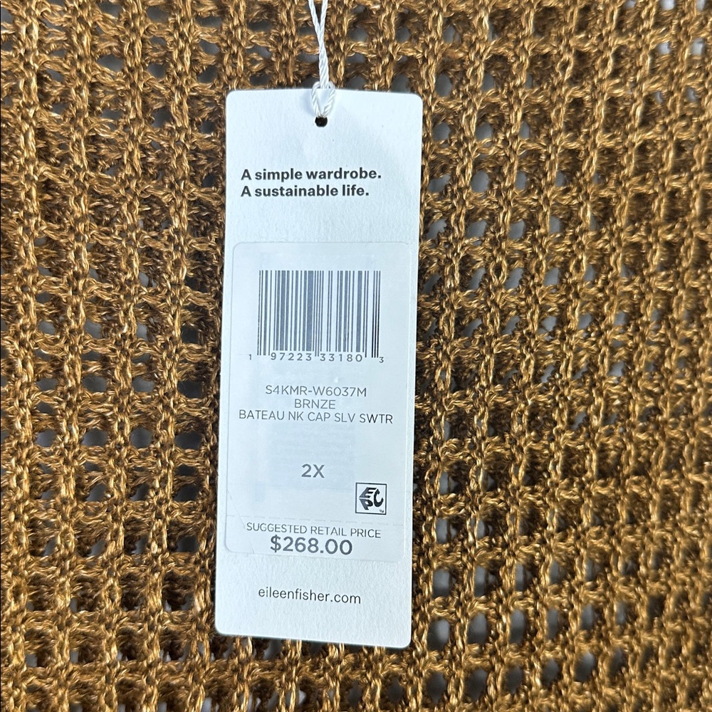 NEW Eileen Fisher Organic Linen Delave Bateau Neck Top 2X Boxy Fit Short Length - Picture 13 of 16